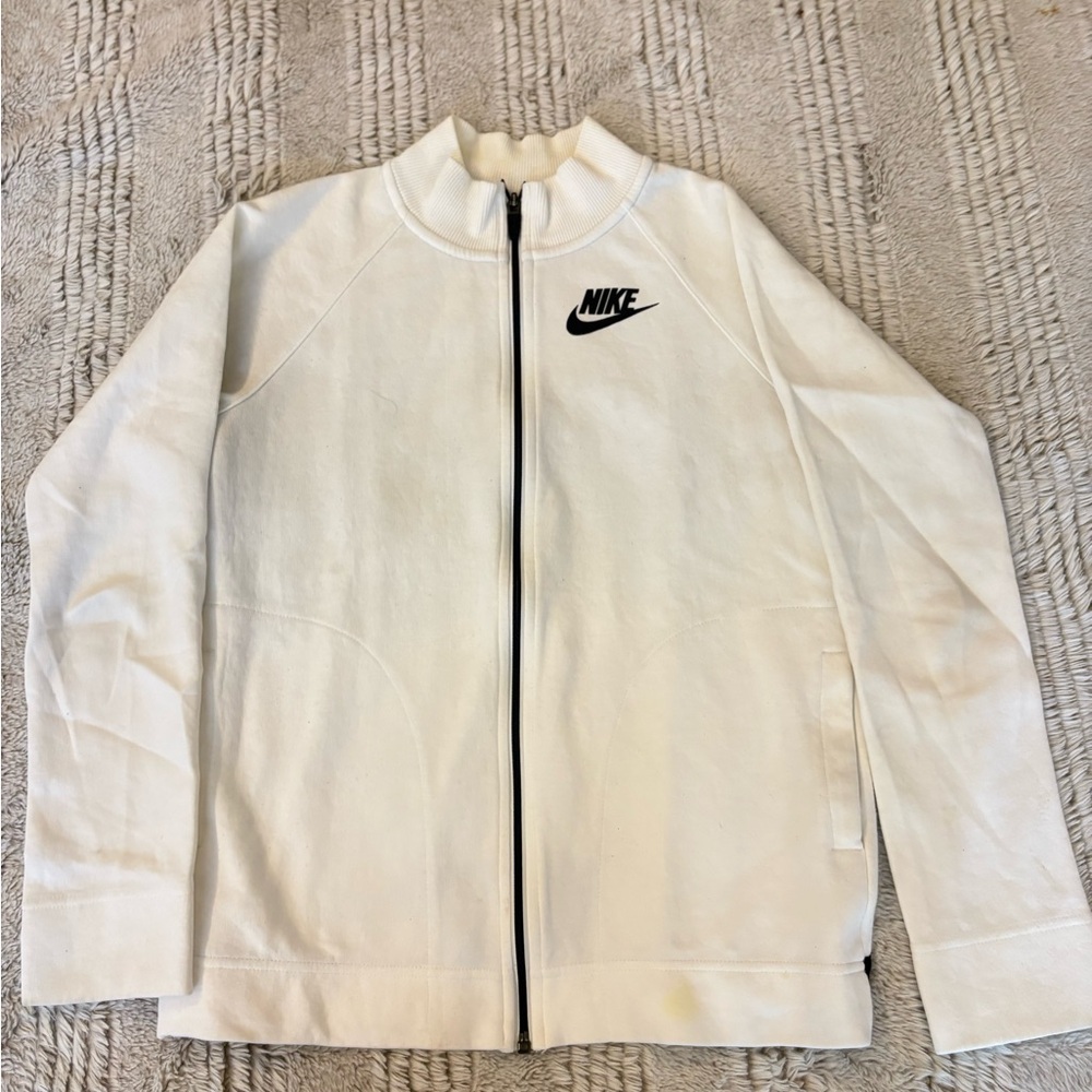 Nike Cream Zip-Up Jacket with Black Accents